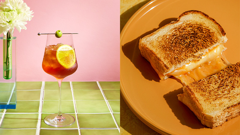 Lambrusco Cynar Spritz and a grilled cheese is one of the best food and cocktail pairings, according to bartenders.