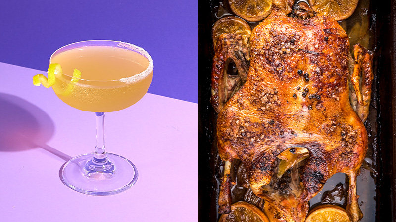 Sidecar and Duck à l’Orange is one of the best cocktail and food pairings.