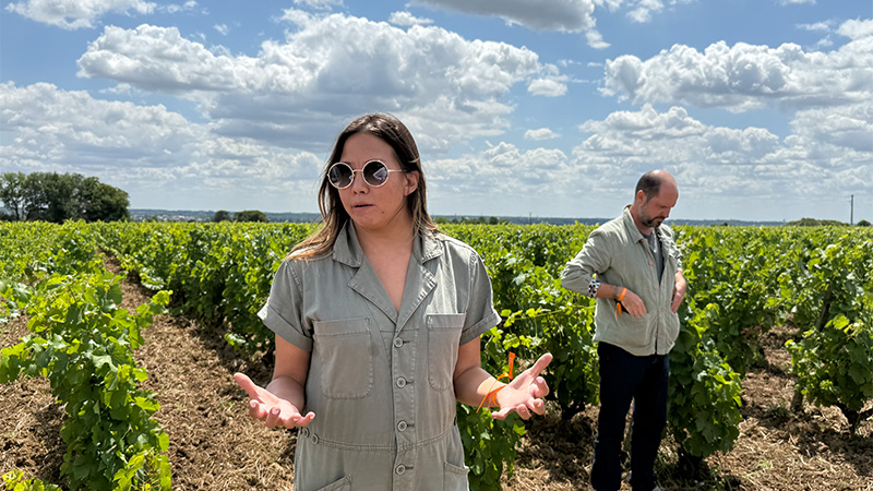 Sarah Hwang in the Huet vineyard.