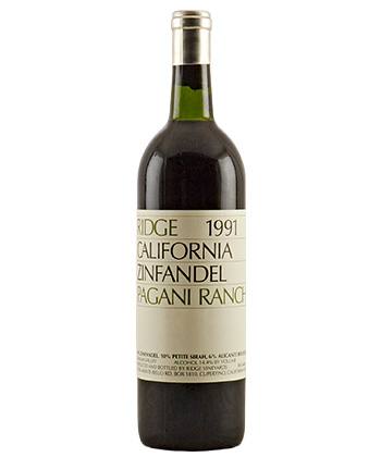 1991 Ridge Zinfandel is one of the most memorable bottles of wine, according to sommeliers. 