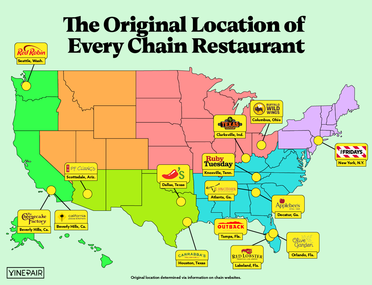Curious to know where your favorite chain started? Check out our map to discover the original locations of America's largest chains here!