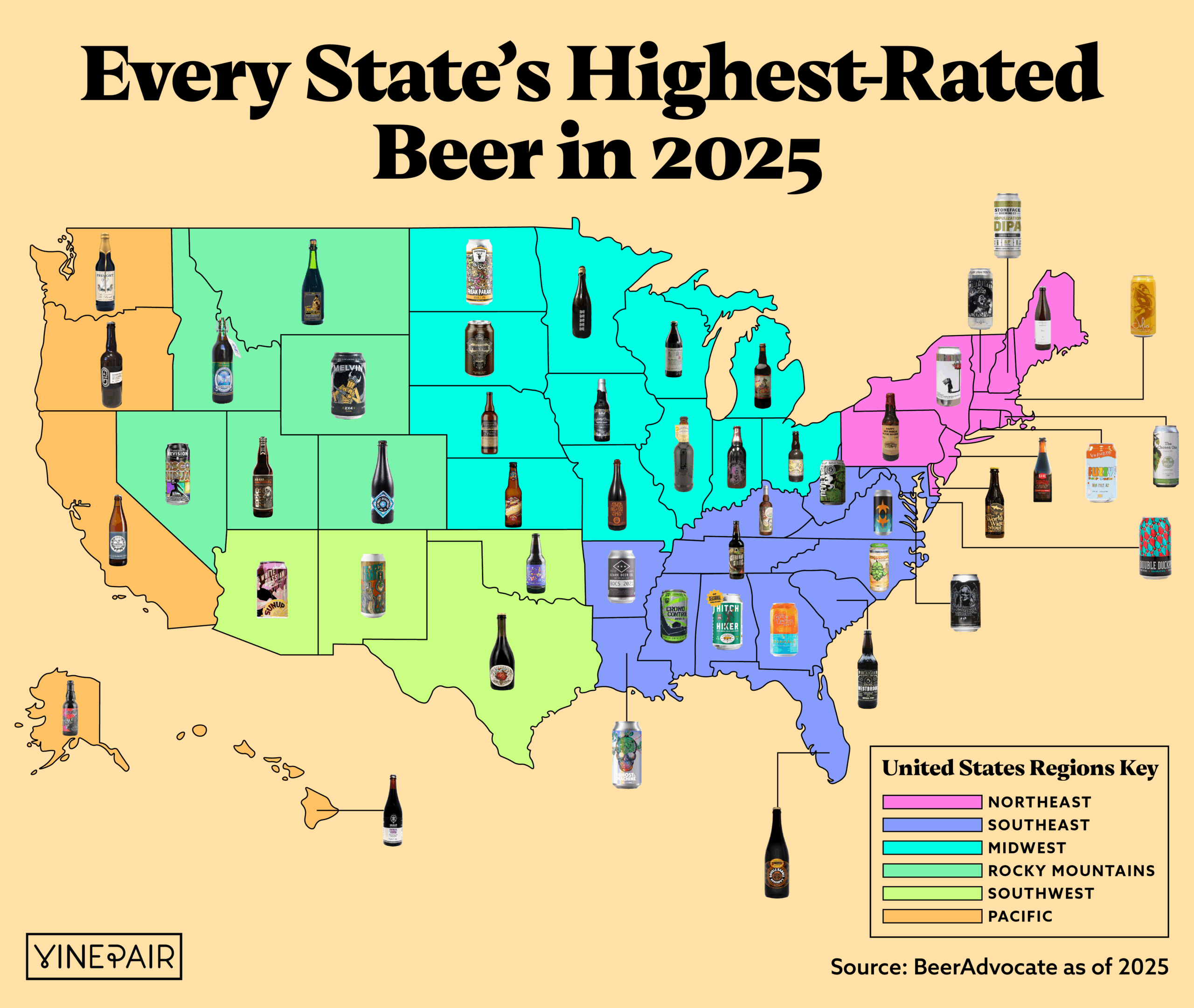 Curious to know how your beer preferences measure up to the rest of your home state? Check out the top-rated beer from each state here! 