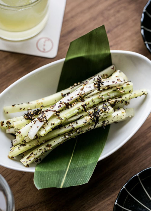 Bar Goto's kombu celery is one of the best bar snacks in New York City.