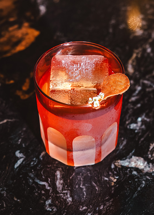 Karaage Cocktail at Shinji's contains tequila washed with fat from roasted bones.