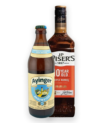 Bräuweisse Ayinger and J.P. Wiser’s 10-year is one of the best boilermaker combinations.