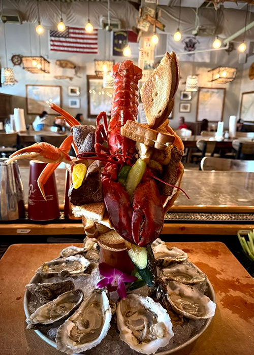 Lobster is a garnish for Bloody Marys.
