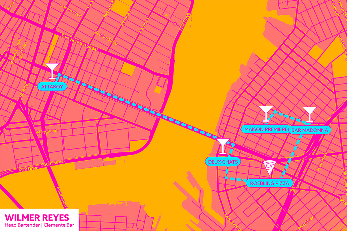 Wilmer Reyes's Williamsburg to Lower East Side bar crawl.