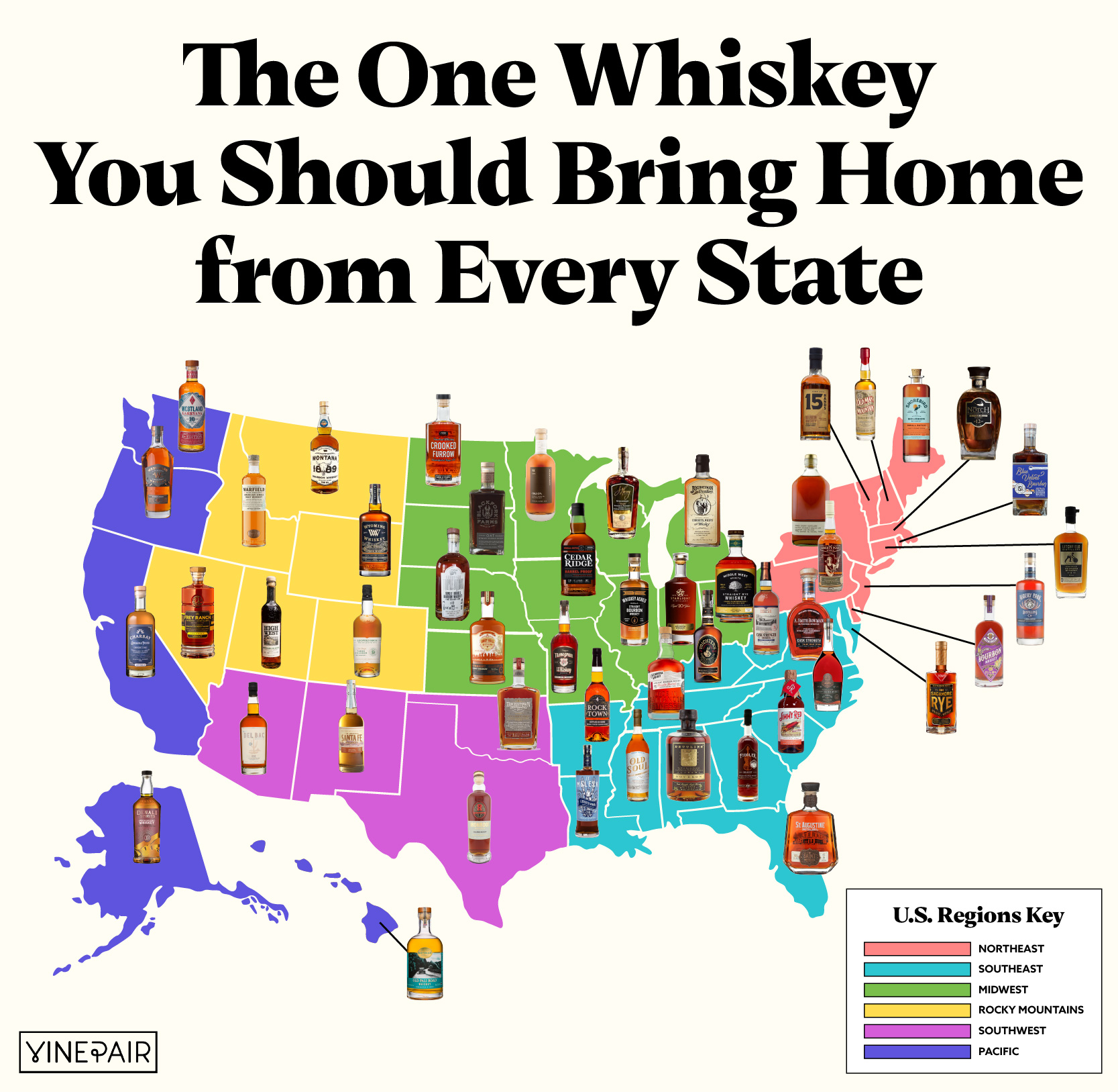We mapped the one whiskey you should bring home from every state.