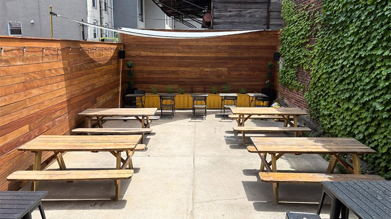 The Gowanus Glizzy at Hidden Rivers is one of the best bar hot dogs in NYC.