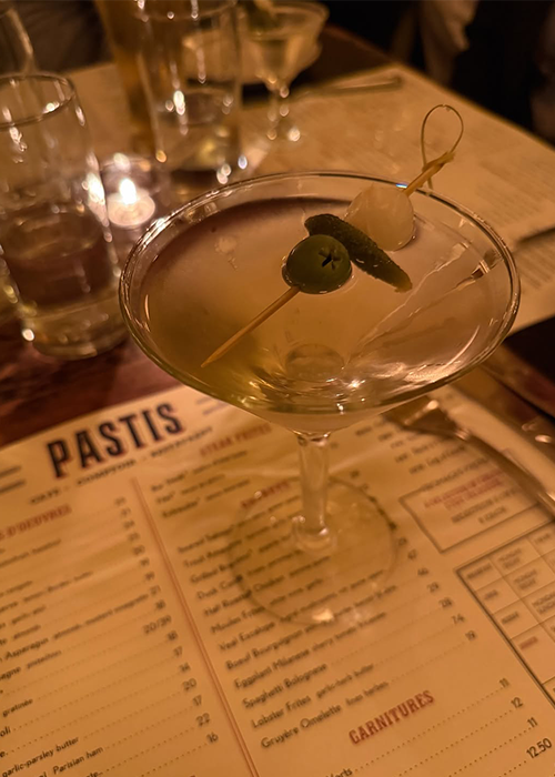 At Pastis, pair the roast chicken with a Martini.