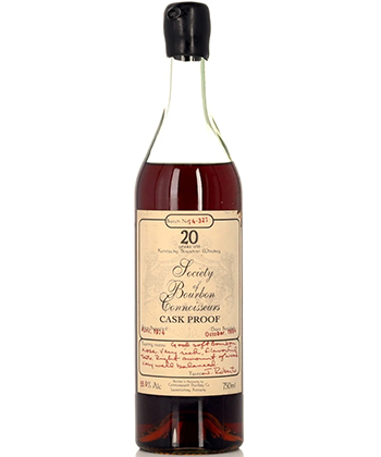Society of Bourbon Connoisseurs 20 Year Old Cask Proof Bourbon Whiskey is one of the most expensive bourbons in the world.